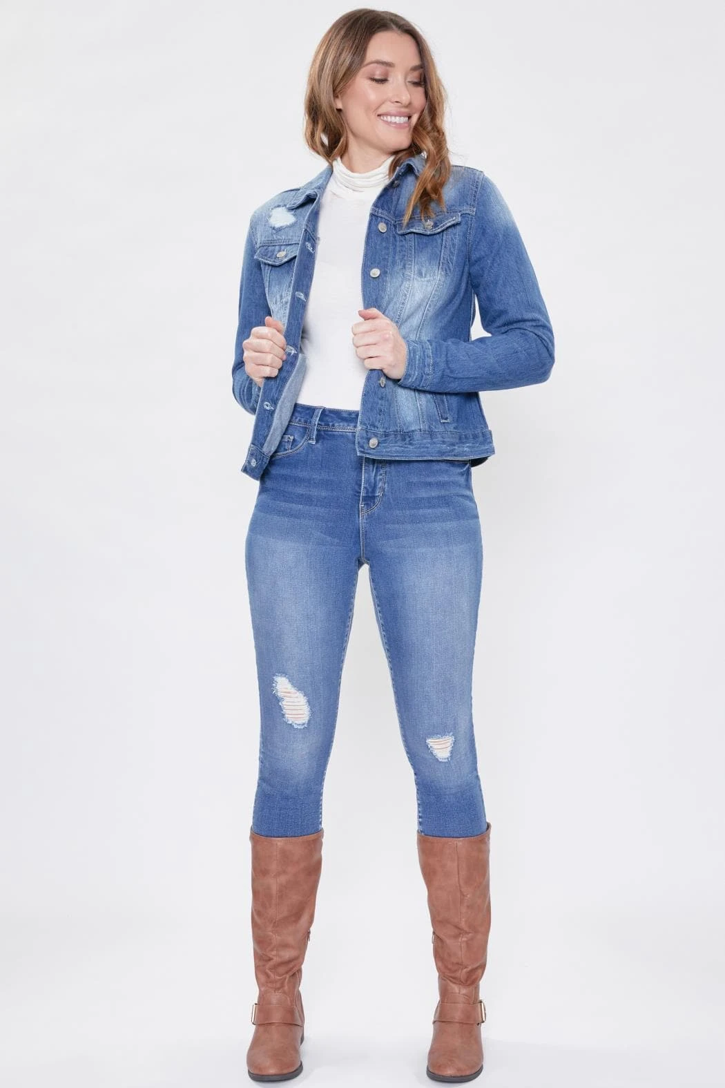 Women's Distressed Denim Jacket 6 Women's Distressed Denim Jacket - Image 4