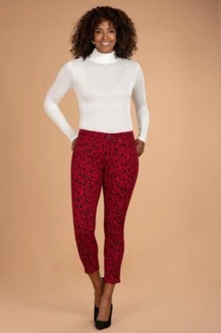 Women's Mid Rise Animal Print Ankle Jean