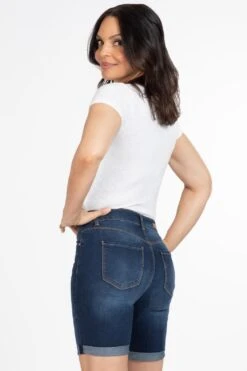 Women's Petite Tummy Control Rolled Cuff Bermuda Denim -Wana Fashion Shop 1003738 484 3 e2821041 7aee 454a 8893 4ecca09267ad