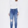 Women's 3 Button Signature Slim Stretch High Rise Skinny Jeans -Wana Fashion Shop 1003833 478 0