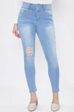 Women's 3 Button Signature Slim Stretch High Rise Skinny Jeans -Wana Fashion Shop 1003833 491 0