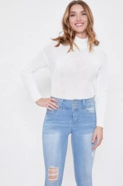 Women's 3 Button Signature Slim Stretch High Rise Skinny Jeans -Wana Fashion Shop 1003833 491 3