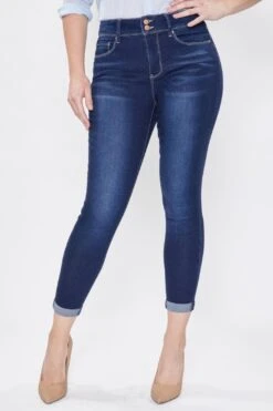 Women's Tummy Control 2 Button Rolled Cuff Jean -Wana Fashion Shop 1003834 484 0