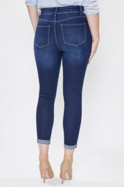 Women's Tummy Control 2 Button Rolled Cuff Jean -Wana Fashion Shop 1003834 484 2
