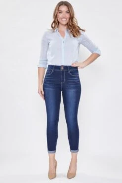 Women's Tummy Control 2 Button Rolled Cuff Jean -Wana Fashion Shop 1003834 484 3