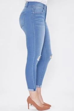 Women's Tummy Control 2 Button Rolled Cuff Jean -Wana Fashion Shop 1003834 508 2