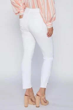 Women's Curvy Fit High Rise Frayed Slanted Ankle Sustainable Jean -Wana Fashion Shop 1003838 524 1