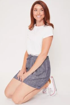 Women's Linen Lounge Shorts With Elastic Waistband -Wana Fashion Shop 1008957 019 0