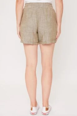 Women's Linen Lounge Shorts With Elastic Waistband -Wana Fashion Shop 1008957 027 2