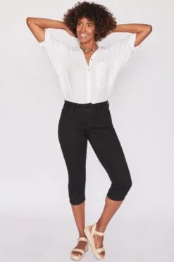 Women's Essential High Rise 2-Button Slim Stretch Capri -Wana Fashion Shop 1008959 591 1