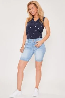 Women's Petite 3 Button Clean Hem Bermuda -Wana Fashion Shop 1008968 456 0 6975973f 525c 4b3e 837a a678b5c834e3