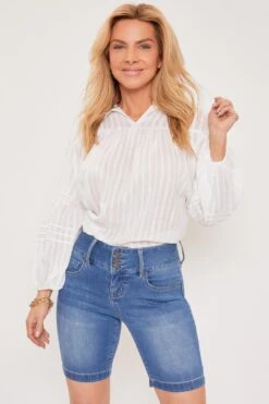 Women's Petite 3 Button Clean Hem Bermuda -Wana Fashion Shop 1008968 459 0 b03ae354 b815 40e6 95d1 11b22619053d