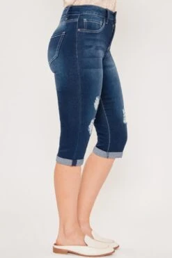 Women's Petite 1 Button Double Cuff Capri -Wana Fashion Shop 1008978 233 3