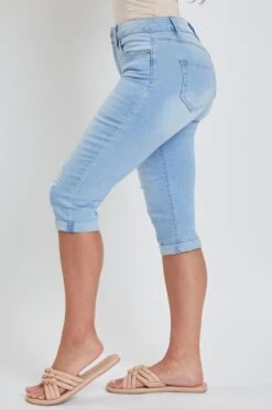 Women's Petite 1 Button Double Cuff Capri -Wana Fashion Shop 1008978 507 2