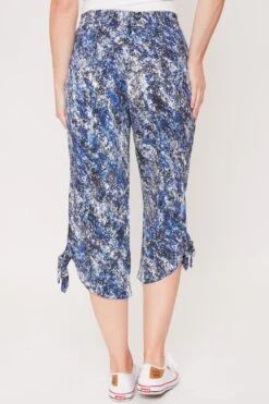 Women's Elastic Waist Capri Side Keyhole With Tie Hem -Wana Fashion Shop 1008991 651 2