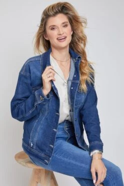 Women's Drop Shoulder Boyfriend Denim Jacket 20 Women's Drop Shoulder Boyfriend Denim Jacket -Wana Fashion Shop 1009050 486