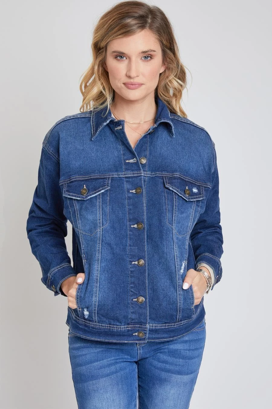 Women's Drop Shoulder Boyfriend Denim Jacket 7 Women's Drop Shoulder Boyfriend Denim Jacket - Image 5
