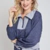 Women's Half Zip Pull Over Sweater With Drawstring Waist
