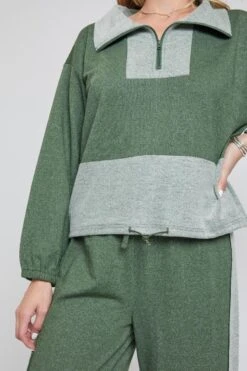 Women's Half Zip Pull Over Sweater With Drawstring Waist -Wana Fashion Shop 1009051 680 2