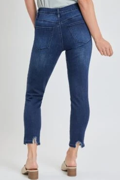 Women's High Rise Ankle Jean With Destructed Hem -Wana Fashion Shop 1009056 233 3