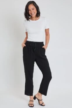 Women's Double Gauze Relaxed Fit Cropped Pant With Frayed Hem Deal -Wana Fashion Shop 1009065 001 0
