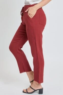 Women's Double Gauze Relaxed Fit Cropped Pant With Frayed Hem Deal -Wana Fashion Shop 1009065 012 2