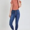 Women's Exposed 4 High Rise Button Skinny Ankle Sustainable Jeans -Wana Fashion Shop 1009073 473 0