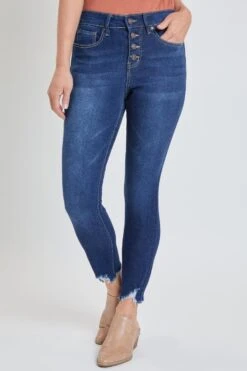 Women's Exposed 4 High Rise Button Skinny Ankle Sustainable Jeans -Wana Fashion Shop 1009073 473 1