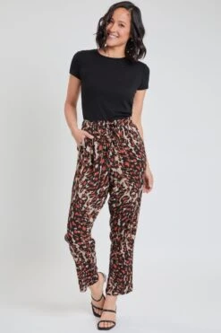 Women's Straight Tapered High Rise Drawstring Waistband Pants Lifestyle Collection