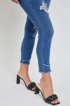 Women's Petite Skinny High Rise Ankle Jean With Slanted Double Frayed Hem Sustainable -Wana Fashion Shop 1009092 459 2