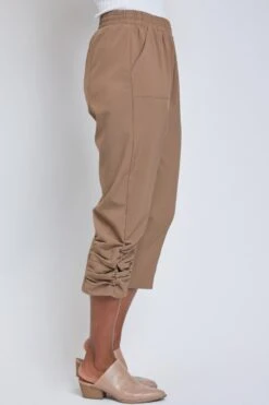 Women's Elastic Waist Flood With Side Ruching Ankle Detail -Wana Fashion Shop 1009094 266 0