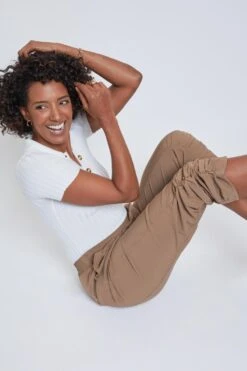 Women's Elastic Waist Flood With Side Ruching Ankle Detail -Wana Fashion Shop 1009094 266 3