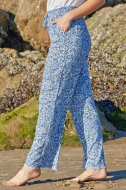 Women's High Rise Linen Blend Wide Leg Pant -Wana Fashion Shop 1009106 174 2