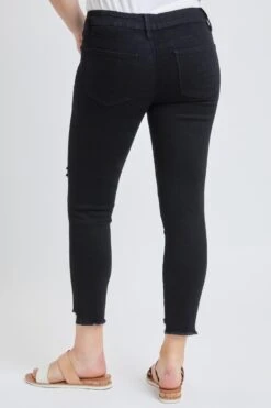 Women's High Rise Hi-Low Frayed Hem Cropped Jean -Wana Fashion Shop 1009114 001 3