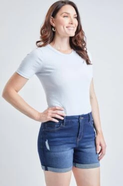 Women's Curvy Fit Cuffed High Rise Shorts -Wana Fashion Shop 1009120 031 0