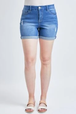Women's Curvy Fit Cuffed High Rise Shorts -Wana Fashion Shop 1009120 474 1