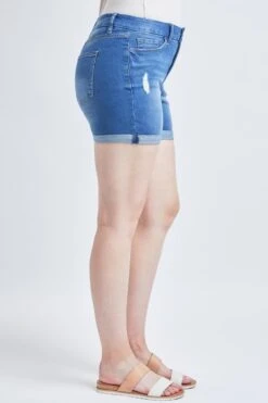 Women's Curvy Fit Cuffed High Rise Shorts -Wana Fashion Shop 1009120 474 2