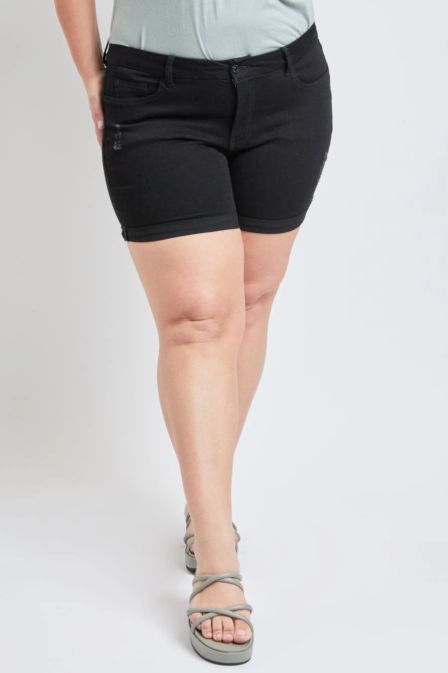 Women's Plus Size Curvy Fit High Rise Cuffed Shorts 16 Women's Plus Size Curvy Fit High Rise Cuffed Shorts - Image 14