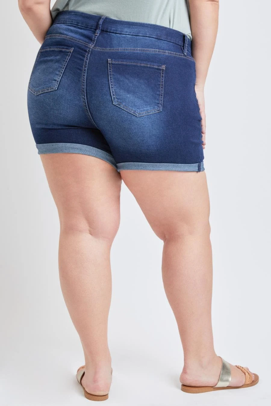 Women's Plus Size Curvy Fit High Rise Cuffed Shorts 10 Women's Plus Size Curvy Fit High Rise Cuffed Shorts - Image 8