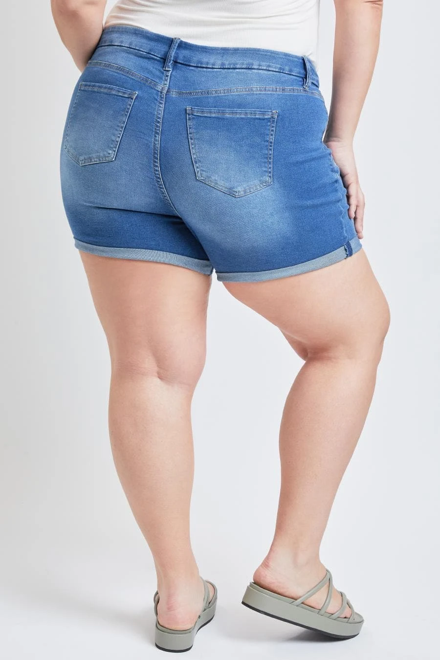 Women's Plus Size Curvy Fit High Rise Cuffed Shorts 14 Women's Plus Size Curvy Fit High Rise Cuffed Shorts - Image 12