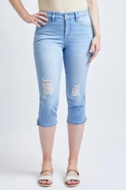 Women's Curvy High Rise Side Slit Hem Capri Pants -Wana Fashion Shop 1009131 499 2