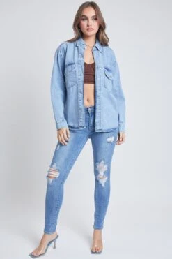 Women's Long Sleeve Denim Oversized Shacket -Wana Fashion Shop 15808238 450b9892 19e8 4997 a5f9 a7104c2de805