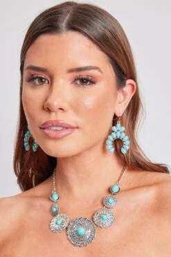 Turquoise Blossom Earring -Wana Fashion Shop 507913EP 001 508005N 001 2