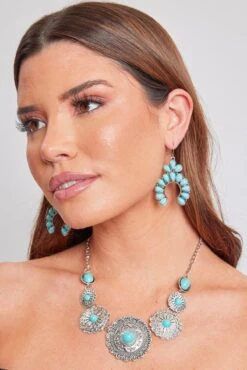Turquoise Blossom Earring -Wana Fashion Shop 507913EP 001 508005N 001 4