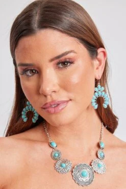 Turquoise Blossom Earring -Wana Fashion Shop 507913EP 001 508005N 001 5