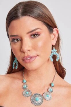 Turquoise Blossom Earring -Wana Fashion Shop 507913EP 001 508005N 001 7