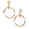 Rhinestone Drop Hamerred Hoop Earrings -Wana Fashion Shop 508249EP GOLD OS 193863652919 2