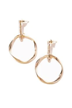 Rhinestone Drop Hamerred Hoop Earrings