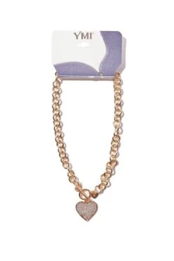 Rhinestone Heart Shaped Necklace 11 Rhinestone Heart Shaped Necklace -Wana Fashion Shop 510626N GOLD OS 193863652940 1