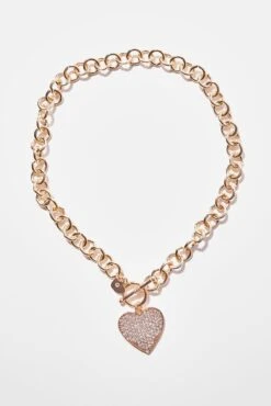 Rhinestone Heart Shaped Necklace 10 Rhinestone Heart Shaped Necklace -Wana Fashion Shop 510626N GOLD OS 193863652940 2